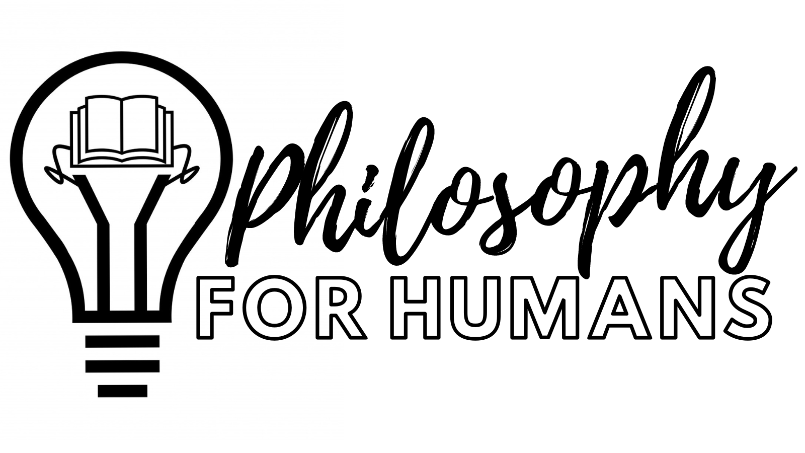 Lightbulb with book logo for Philosophy for Humans